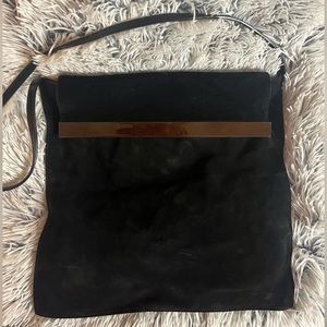 Vintage GUCCI Minimalist Shoulder Bag - Black Suede